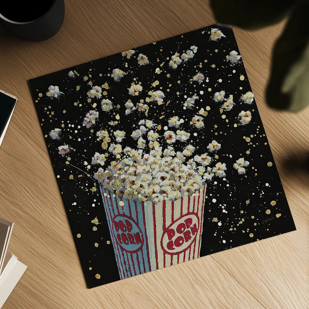 Cinema Pop by James Wiens. Shown as a detailed flat fine art print, highlighting archival giclee quality. Available as an archival giclee rolled canvas, fine art paper, or poster print. SKU 15477a.