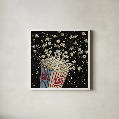 Cinema Pop by James Wiens. Shown in a crisp white glass frame for a clean and minimalist style. Available as an archival giclee rolled canvas, fine art paper, or poster print. SKU 15477a.