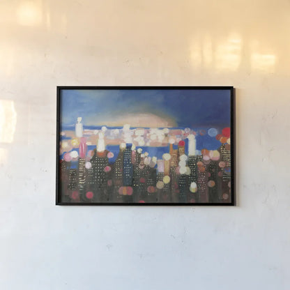 City Lights by James Wiens. shown as a paper print in a black flame. Available as a archival giclee rolled canvas, fine art paper, or poster print. SKU 65982i.