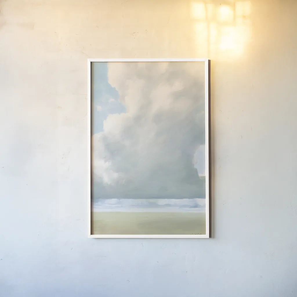 Cloudy Skies by James Wiens. shown as a paper print in a white frame. Available as a archival giclee rolled canvas, fine art paper, or poster print. SKU 75171h.