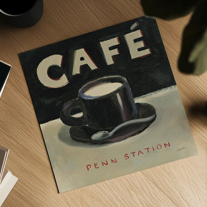 Coffee Spot I by James Wiens. Shown as a detailed flat fine art print, highlighting archival giclee quality. Available as an archival giclee rolled canvas, fine art paper, or poster print. SKU 17581a.