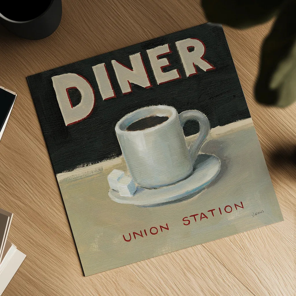 Coffee Spot II by James Wiens. Shown as a detailed flat fine art print, highlighting archival giclee quality. Available as an archival giclee rolled canvas, fine art paper, or poster print. SKU 17582a.