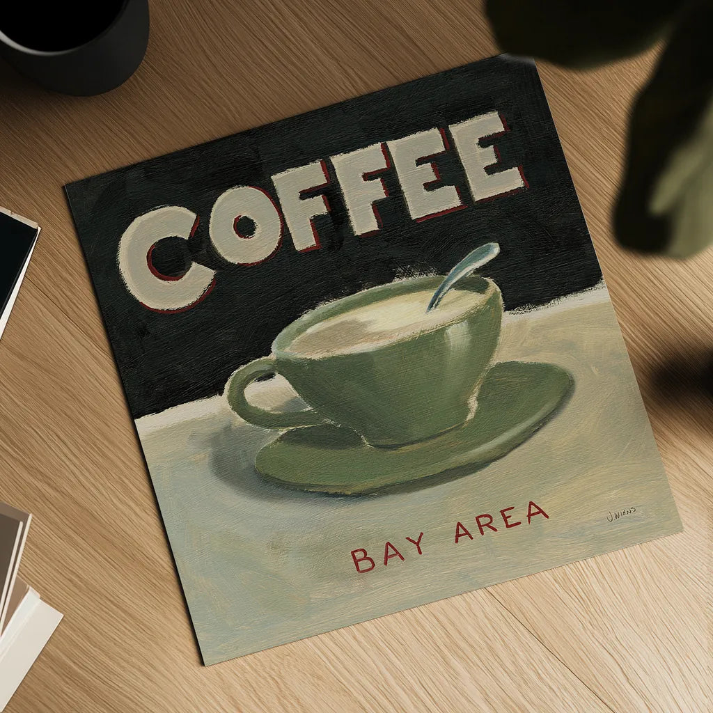 Coffee Spot III by James Wiens. Shown as a detailed flat fine art print, highlighting archival giclee quality. Available as an archival giclee rolled canvas, fine art paper, or poster print. SKU 17583a.