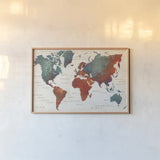 Colorful World I by James Wiens. shown as a paper print in a natural frame. Available as a archival giclee rolled canvas, fine art paper, or poster print. SKU 17373i.