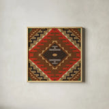 Country Mood Navajo Tile VIII by James Wiens. Shown in a natural wood glass frame for a timeless modern aesthetic. Available as an archival giclee rolled canvas, fine art paper, or poster print. SKU 33360a.