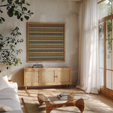Country Mood Tile I - 12x12 by James Wiens. Shown in a natural wood frame in a cozy modern living room. Available as an archival giclee rolled canvas, fine art paper, or poster print. SKU 14591a.