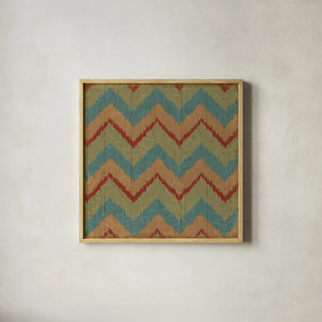 Country Mood Tile II by James Wiens. Shown in a natural wood glass frame for a timeless modern aesthetic. Available as an archival giclee rolled canvas, fine art paper, or poster print. SKU 14139a.