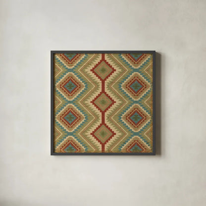 Country Mood Tile V v2 by James Wiens. Shown in a sleek black glass frame for a contemporary gallery look. Available as an archival giclee rolled canvas, fine art paper, or poster print. SKU 14140a.