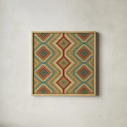 Country Mood Tile V v2 by James Wiens. Shown in a natural wood glass frame for a timeless modern aesthetic. Available as an archival giclee rolled canvas, fine art paper, or poster print. SKU 14140a.