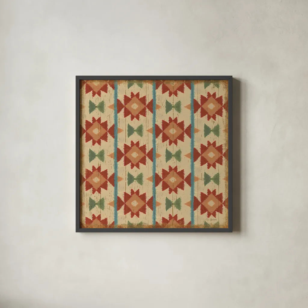 Country Mood Tile VI by James Wiens. Shown in a sleek black glass frame for a contemporary gallery look. Available as an archival giclee rolled canvas, fine art paper, or poster print. SKU 14141a.