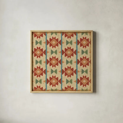 Country Mood Tile VI by James Wiens. Shown in a natural wood glass frame for a timeless modern aesthetic. Available as an archival giclee rolled canvas, fine art paper, or poster print. SKU 14141a.