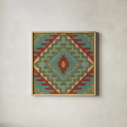 Country Mood Tile VII by James Wiens. Shown in a natural wood glass frame for a timeless modern aesthetic. Available as an archival giclee rolled canvas, fine art paper, or poster print. SKU 14142a.