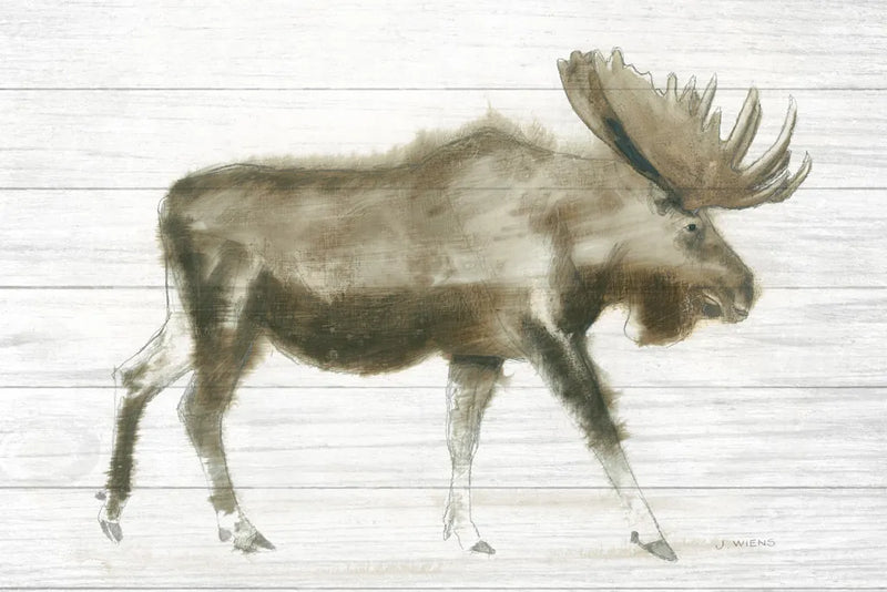 Dark Moose on Wood Crop by James Wiens. SKU 38831i. Archival Giclee Fine art print for wall decor.