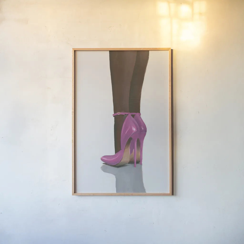 Divine I Pink by James Wiens. shown as a paper print in a natural frame. Available as a archival giclee rolled canvas, fine art paper, or poster print. SKU 82829h.