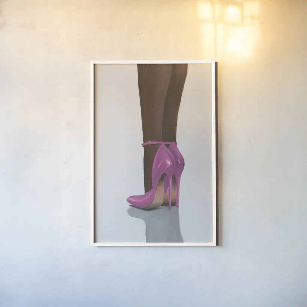 Divine I Pink by James Wiens. shown as a paper print in a white frame. Available as a archival giclee rolled canvas, fine art paper, or poster print. SKU 82829h.