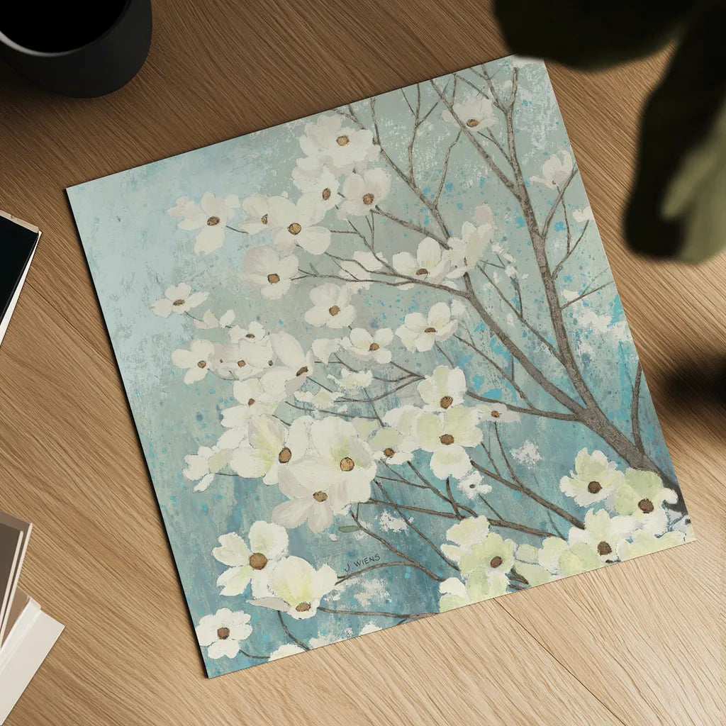 Dogwood Blossoms I by James Wiens. Shown as a detailed flat fine art print, highlighting archival giclee quality. Available as an archival giclee rolled canvas, fine art paper, or poster print. SKU 11147a.