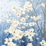 Dogwood Blossoms I Indigo by James Wiens. SKU 23972a. Archival Giclee Fine art print for wall decor.