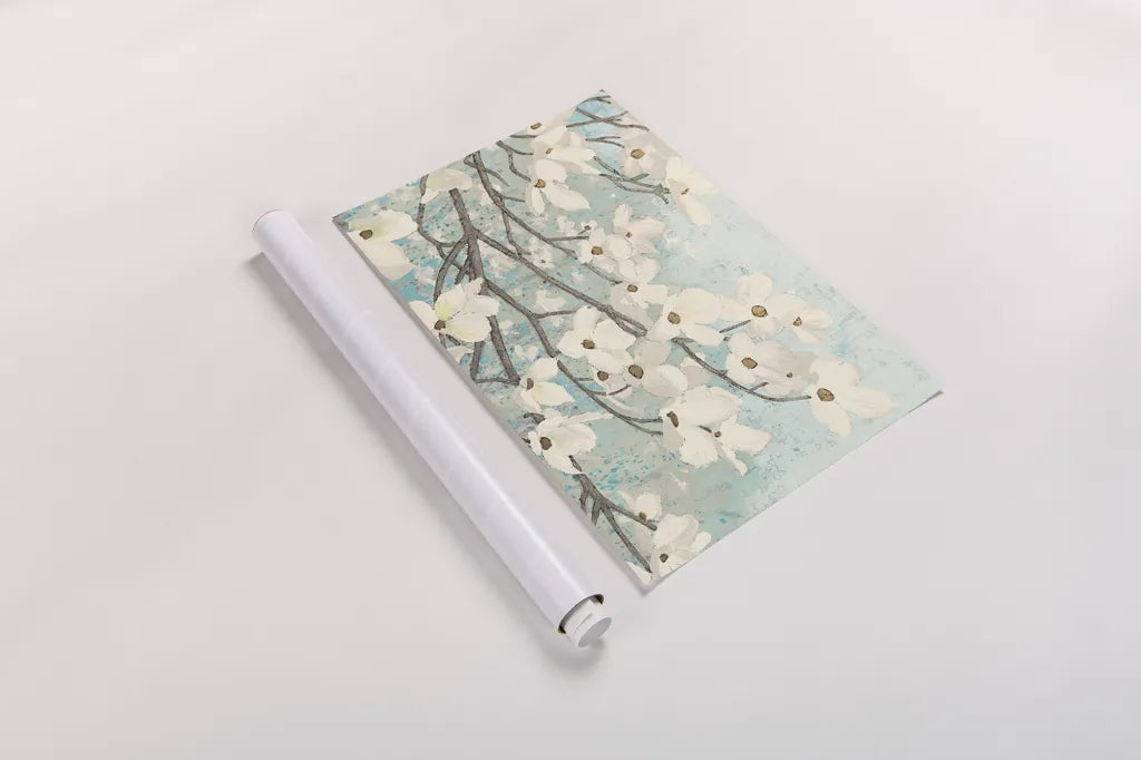 Dogwood Blossoms II Crop by James Wiens. shown as a rolled paper print. Available as archival giclee rolled canvas, fine art paper, or poster print. SKU 10953i.