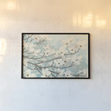 Dogwood Blossoms II Crop by James Wiens. shown as a paper print in a black flame. Available as a archival giclee rolled canvas, fine art paper, or poster print. SKU 10953i.