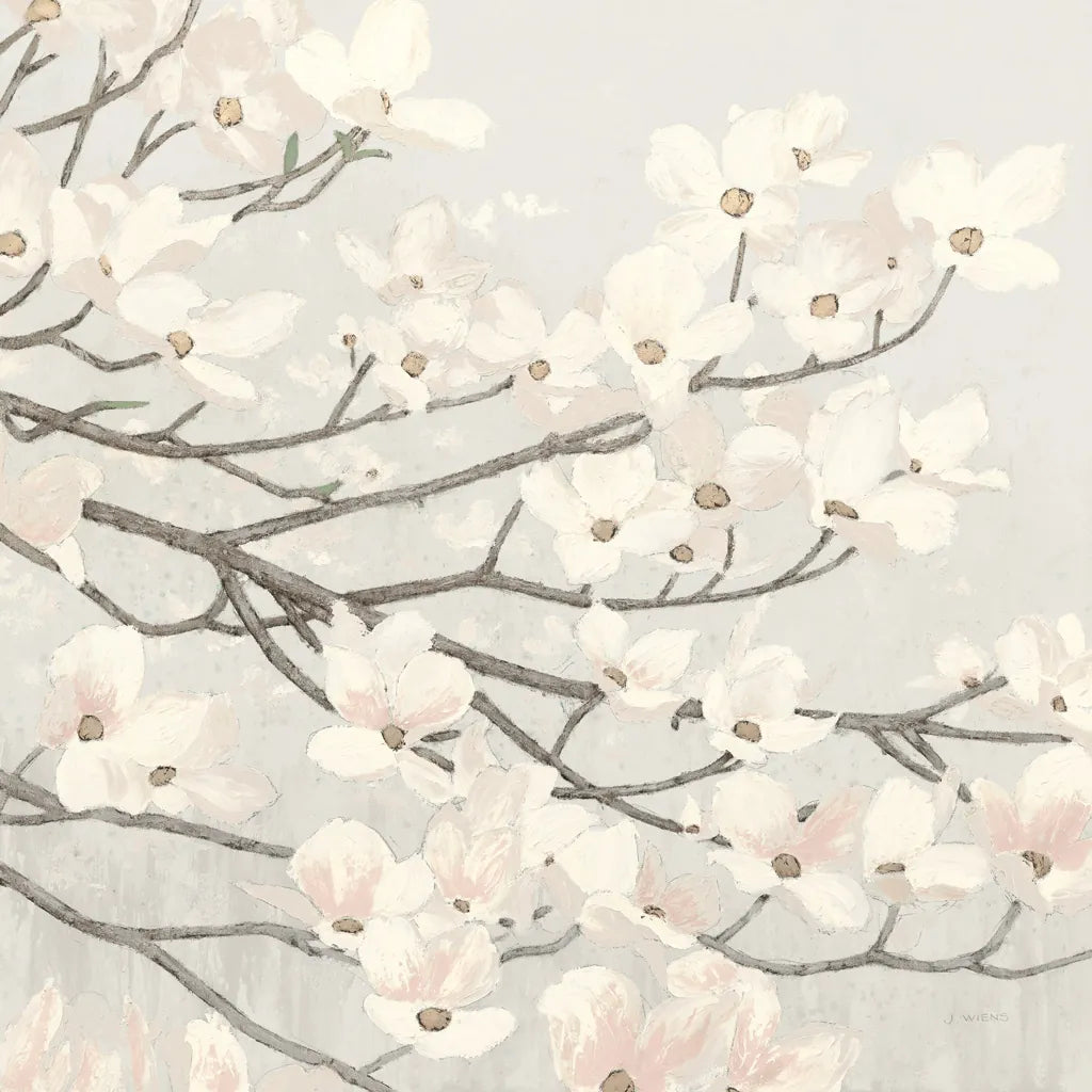 Dogwood Blossoms II Gray by James Wiens. SKU 41472a. Archival Giclee Fine art print for wall decor.