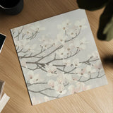 Dogwood Blossoms II Gray by James Wiens. Shown as a detailed flat fine art print, highlighting archival giclee quality. Available as an archival giclee rolled canvas, fine art paper, or poster print. SKU 41472a.