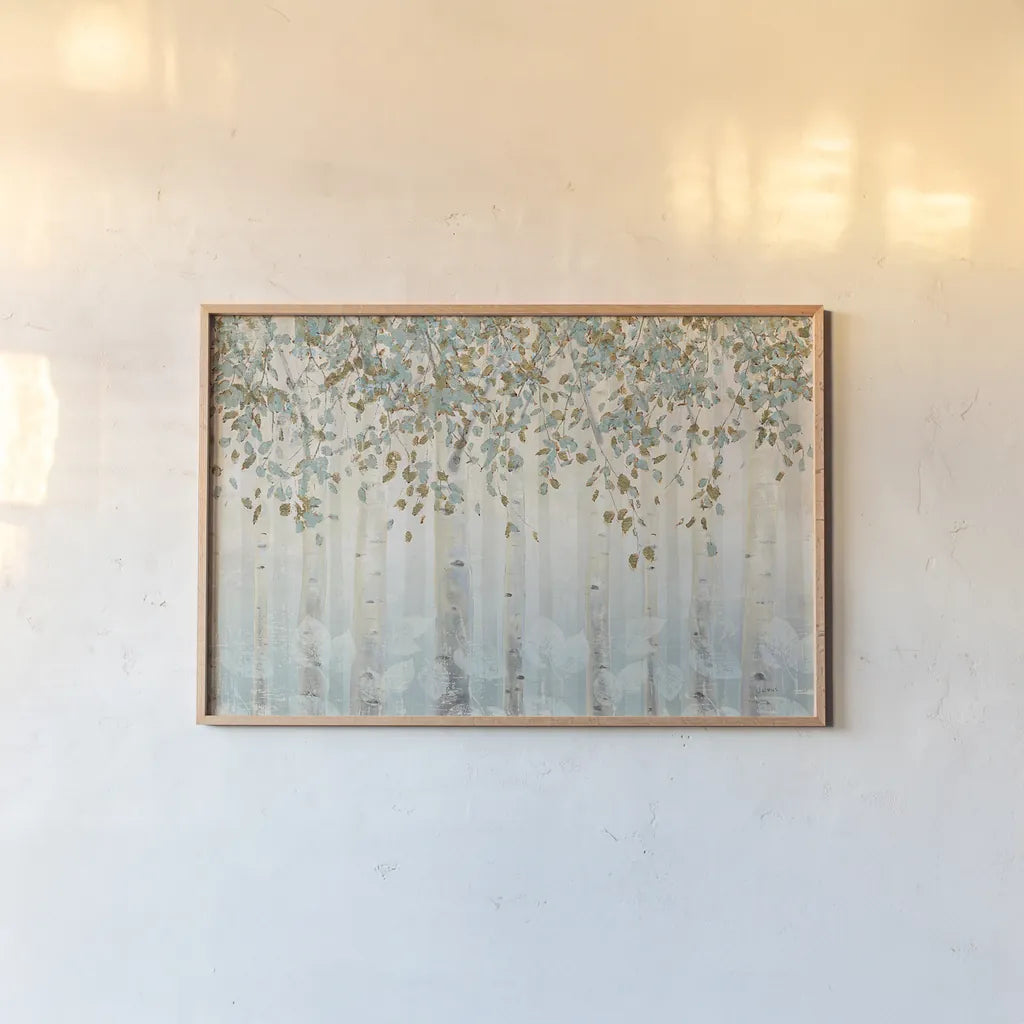 Dream Forest I by James Wiens. shown as a paper print in a natural frame. Available as a archival giclee rolled canvas, fine art paper, or poster print. SKU 15593i.