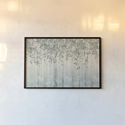 Dream Forest I Silver Leaves by James Wiens. shown as a paper print in a black flame. Available as a archival giclee rolled canvas, fine art paper, or poster print. SKU 27973i.