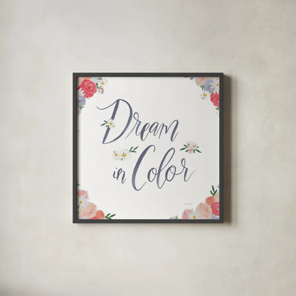 Dream in Color by James Wiens. Shown in a sleek black glass frame for a contemporary gallery look. Available as an archival giclee rolled canvas, fine art paper, or poster print. SKU 33300a.