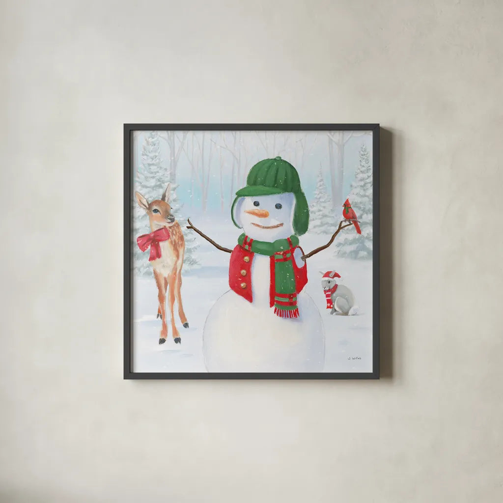 Dressed for Christmas I Crop by James Wiens. Shown in a sleek black glass frame for a contemporary gallery look. Available as an archival giclee rolled canvas, fine art paper, or poster print. SKU 72614a.