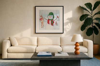 Dressed for Christmas I Crop by James Wiens. Displayed in a glass frame with matte in a clean modern living room. Available as an archival giclee rolled canvas, fine art paper, or poster print. SKU 72614a.