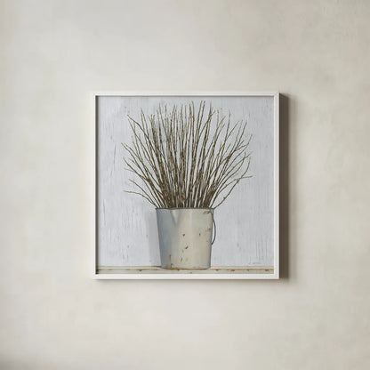 Early Spring by James Wiens. Shown in a crisp white glass frame for a clean and minimalist style. Available as an archival giclee rolled canvas, fine art paper, or poster print. SKU 33577a.