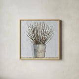 Early Spring Farm by James Wiens. Shown in a natural wood glass frame for a timeless modern aesthetic. Available as an archival giclee rolled canvas, fine art paper, or poster print. SKU 34056a.