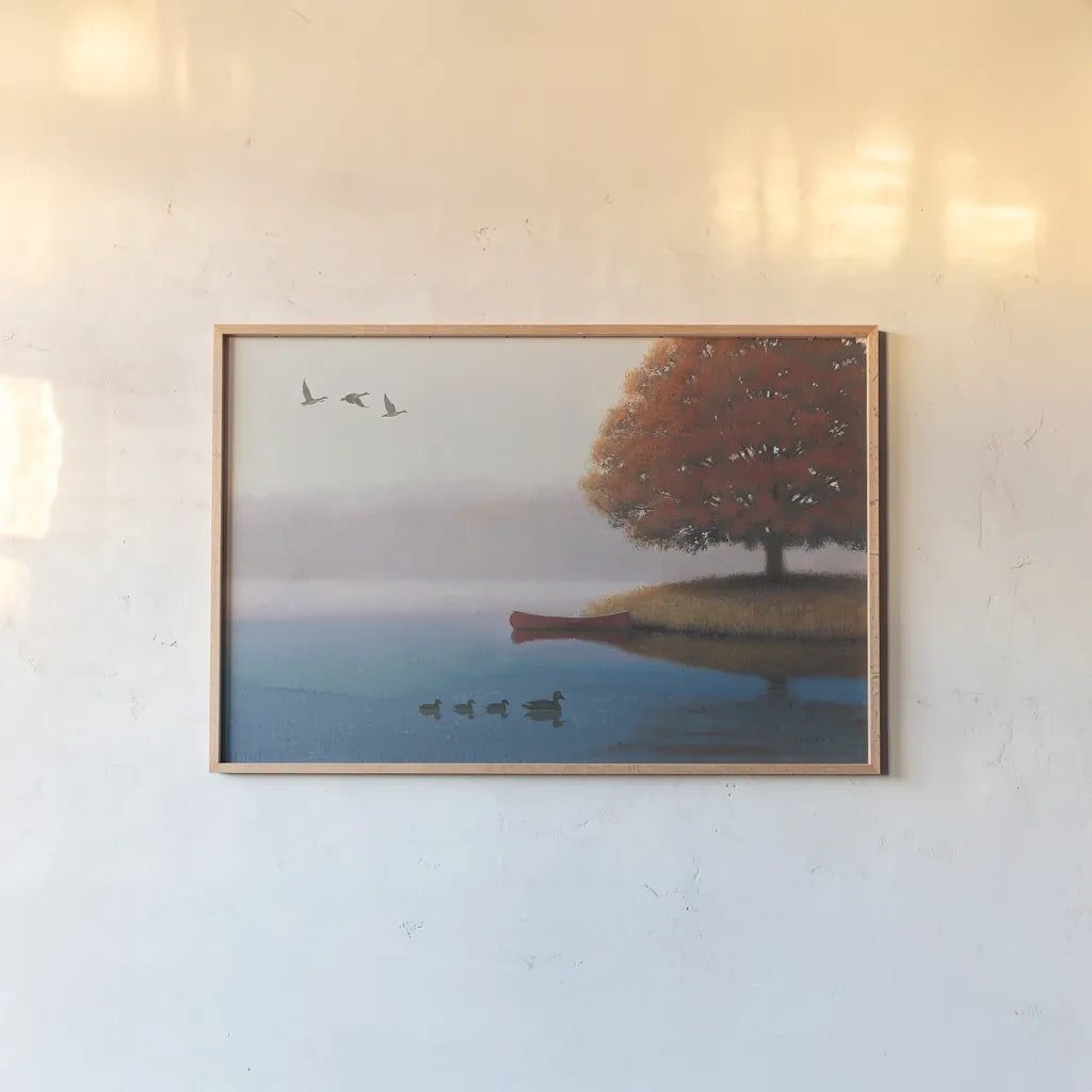 Early in the Morning by James Wiens. shown as a paper print in a natural frame. Available as a archival giclee rolled canvas, fine art paper, or poster print. SKU 20446i.