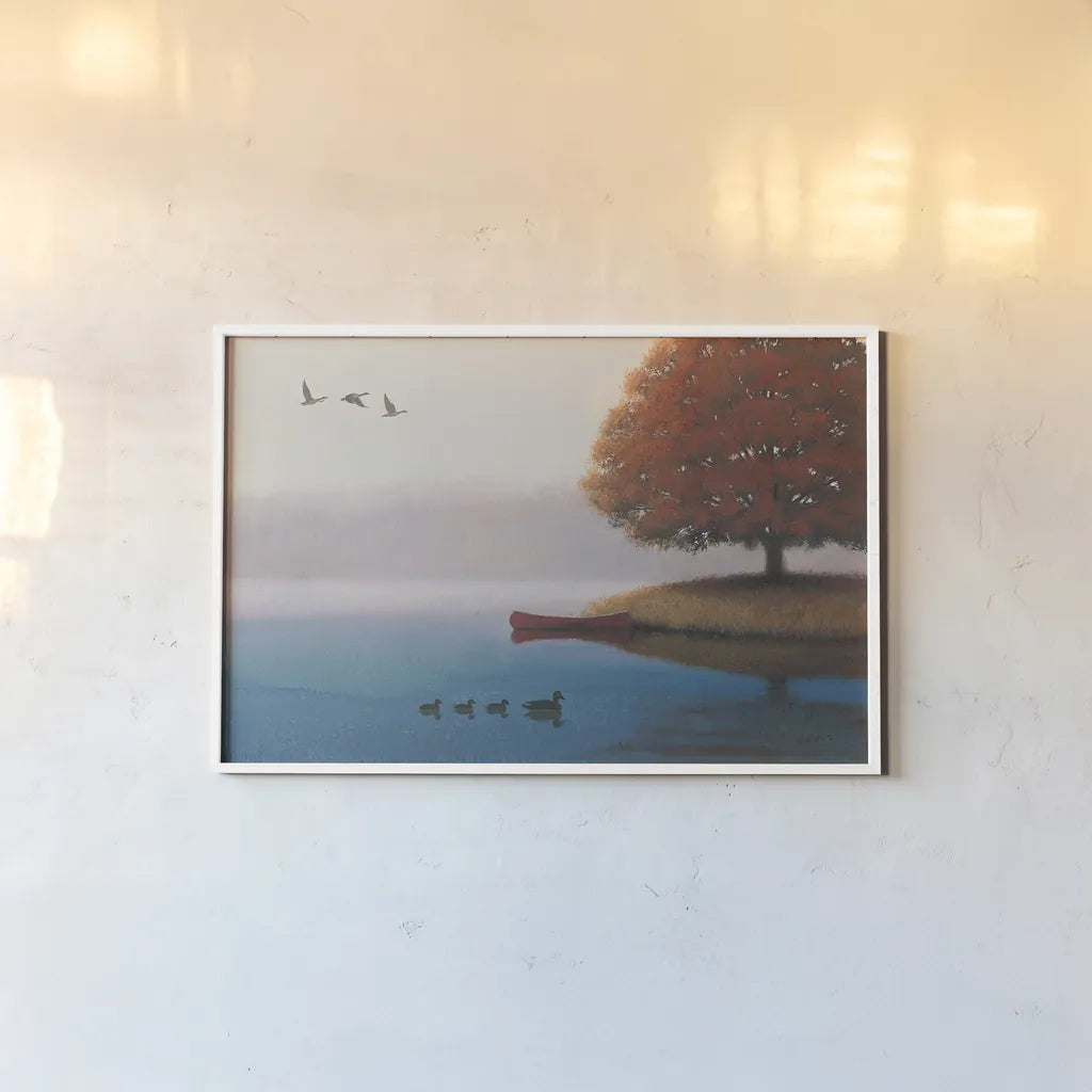 Early in the Morning by James Wiens. shown as a paper print in a white frame. Available as a archival giclee rolled canvas, fine art paper, or poster print. SKU 20446i.
