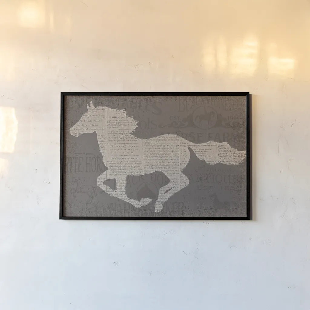 Equine I by James Wiens. shown as a paper print in a black flame. Available as a archival giclee rolled canvas, fine art paper, or poster print. SKU 33374i.
