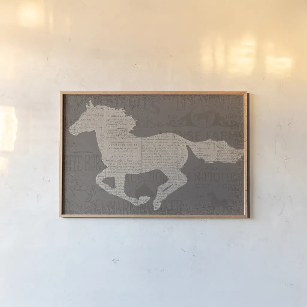Equine I by James Wiens. shown as a paper print in a natural frame. Available as a archival giclee rolled canvas, fine art paper, or poster print. SKU 33374i.