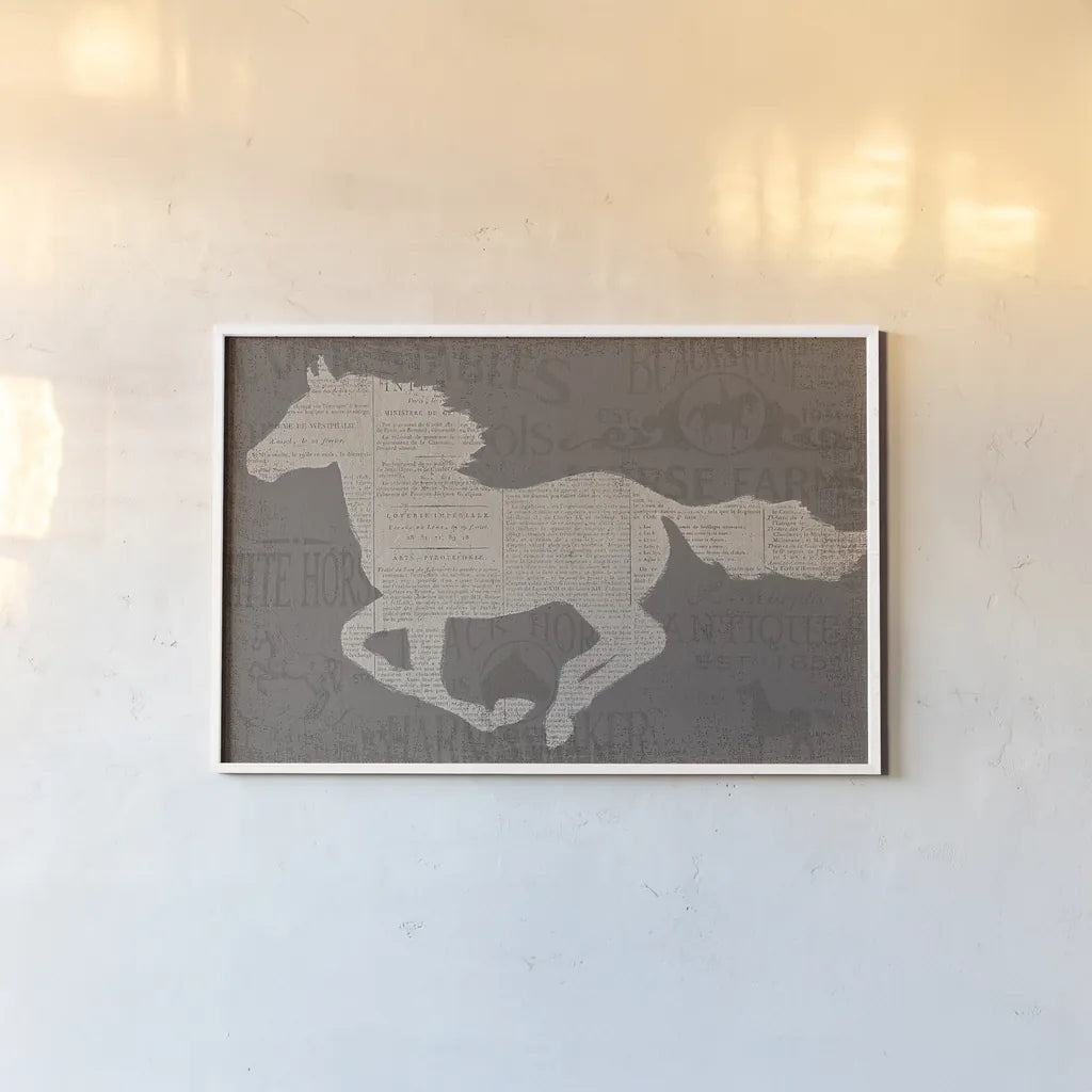 Equine I by James Wiens. shown as a paper print in a white frame. Available as a archival giclee rolled canvas, fine art paper, or poster print. SKU 33374i.
