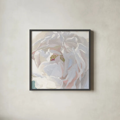 Essence of June Floral I by James Wiens. Shown in a sleek black glass frame for a contemporary gallery look. Available as an archival giclee rolled canvas, fine art paper, or poster print. SKU 53127a.