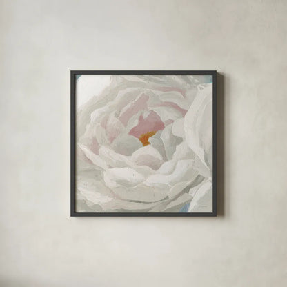 Essence of June Floral II by James Wiens. Shown in a sleek black glass frame for a contemporary gallery look. Available as an archival giclee rolled canvas, fine art paper, or poster print. SKU 53128a.
