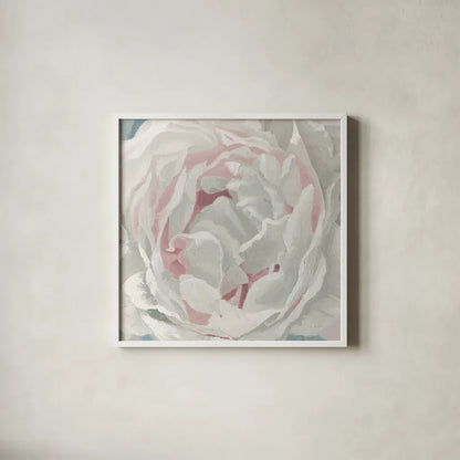 Essence of June Floral III by James Wiens. Shown in a crisp white glass frame for a clean and minimalist style. Available as an archival giclee rolled canvas, fine art paper, or poster print. SKU 53129a.
