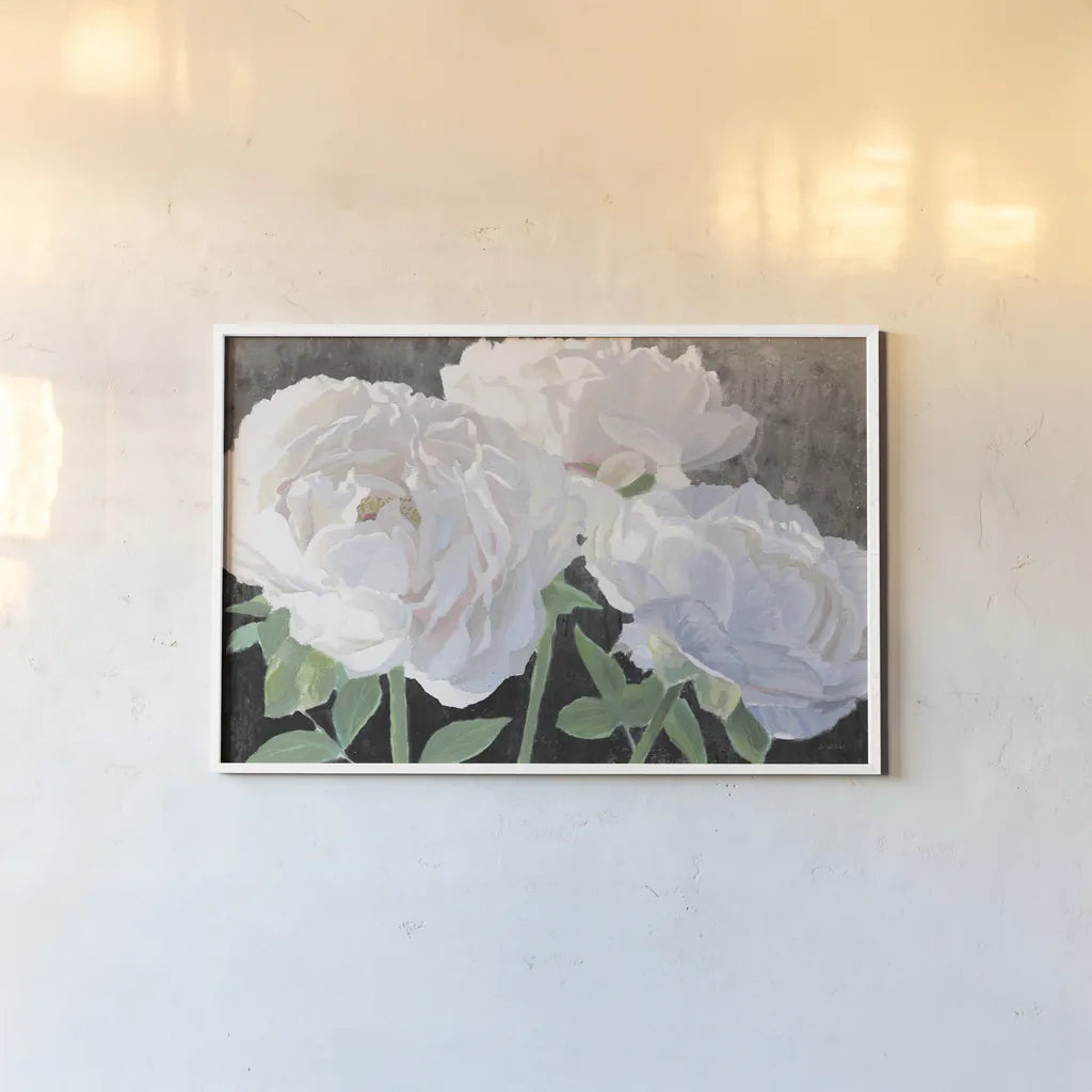 Essence of June I Black by James Wiens. shown as a paper print in a white frame. Available as a archival giclee rolled canvas, fine art paper, or poster print. SKU 52073i.