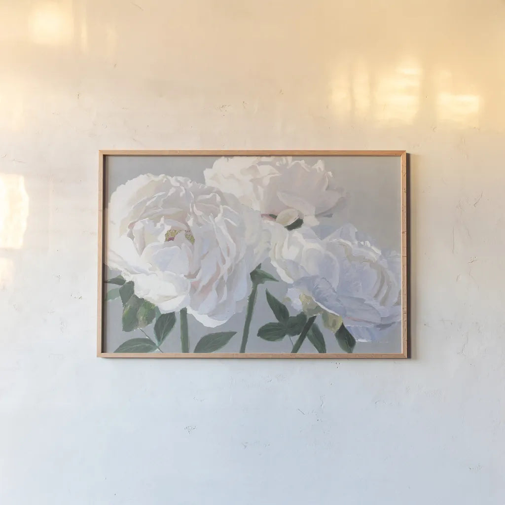 Essence of June I Gray by James Wiens. shown as a paper print in a natural frame. Available as a archival giclee rolled canvas, fine art paper, or poster print. SKU 69552i.