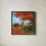 Fall Fun by James Wiens. Shown in a sleek black glass frame for a contemporary gallery look. Available as an archival giclee rolled canvas, fine art paper, or poster print. SKU 33395a.
