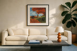 Fall Fun by James Wiens. Displayed in a glass frame with matte in a clean modern living room. Available as an archival giclee rolled canvas, fine art paper, or poster print. SKU 33395a.