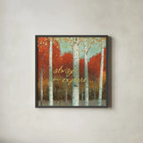 Fall Promenade III by James Wiens. Shown in a sleek black glass frame for a contemporary gallery look. Available as an archival giclee rolled canvas, fine art paper, or poster print. SKU 21344a.