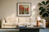 Fall Promenade III by James Wiens. Displayed in a glass frame with matte in a clean modern living room. Available as an archival giclee rolled canvas, fine art paper, or poster print. SKU 21344a.