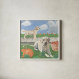 Fall at the Farm II by James Wiens. Shown in a crisp white glass frame for a clean and minimalist style. Available as an archival giclee rolled canvas, fine art paper, or poster print. SKU 79916a.