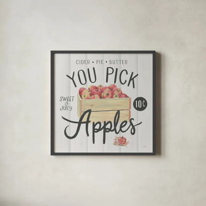 Fall at the Farm IV by James Wiens. Shown in a sleek black glass frame for a contemporary gallery look. Available as an archival giclee rolled canvas, fine art paper, or poster print. SKU 79918a.