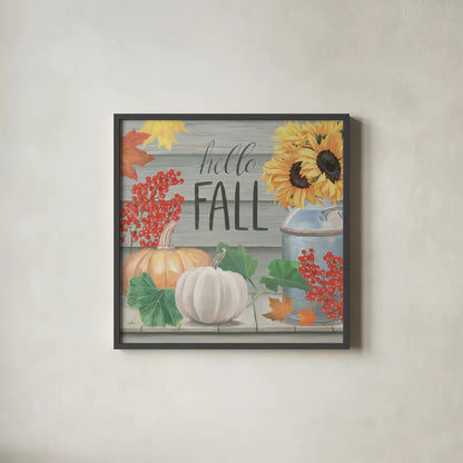 Fall at the Farm V by James Wiens. Shown in a sleek black glass frame for a contemporary gallery look. Available as an archival giclee rolled canvas, fine art paper, or poster print. SKU 79919a.