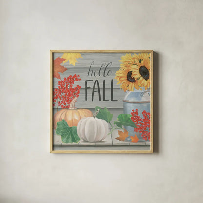 Fall at the Farm V by James Wiens. Shown in a natural wood glass frame for a timeless modern aesthetic. Available as an archival giclee rolled canvas, fine art paper, or poster print. SKU 79919a.